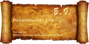 Balassovich Ila névjegykártya